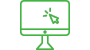 Icon of a computer screen with a moving mouse cursor